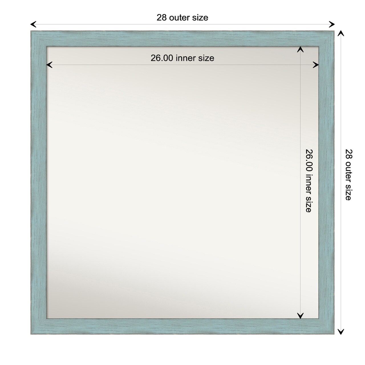 Amanti Art Non-Beveled Wood Wall Mirror, Sky Blue Rustic Frame